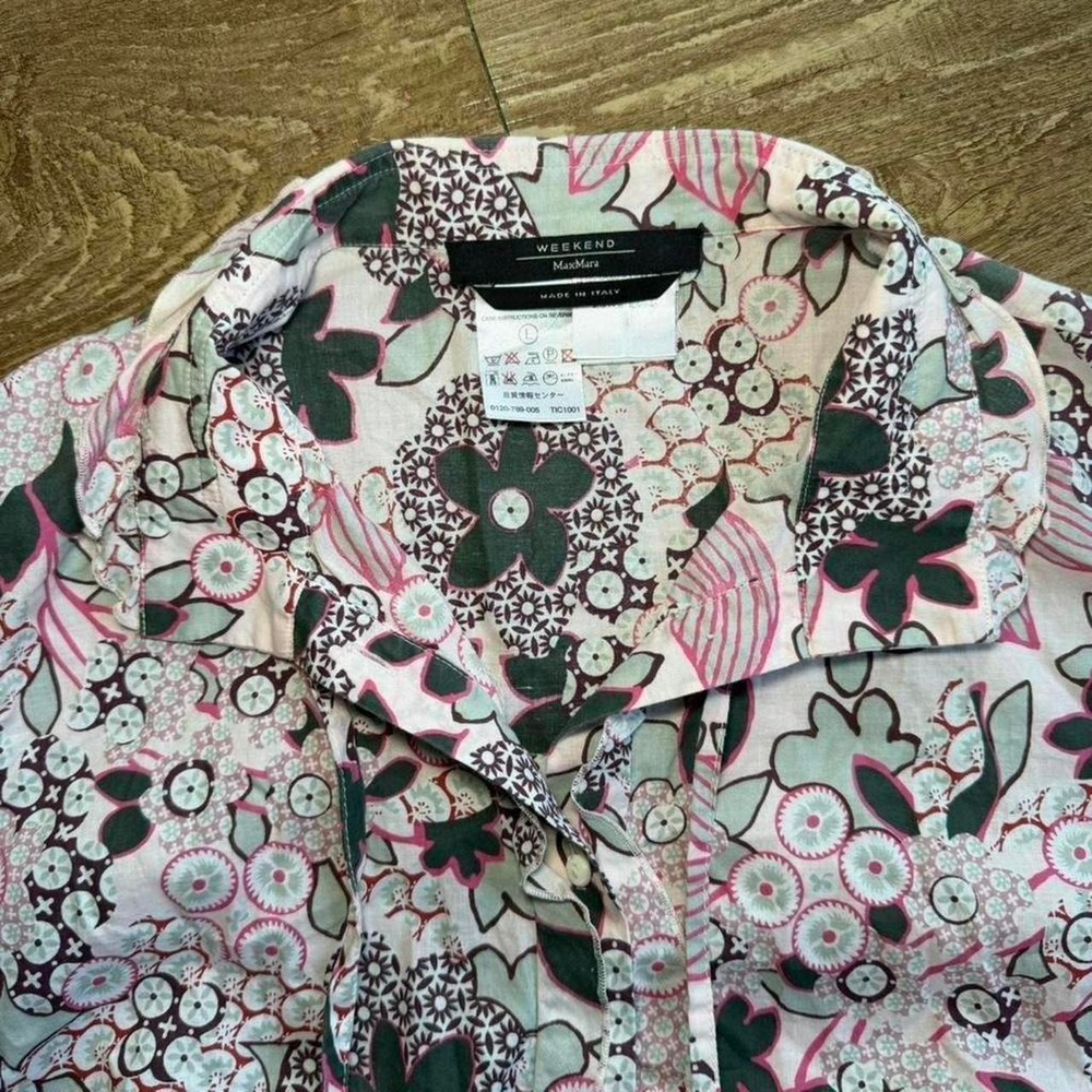 Floral Tie-Back Blouse by MaxMara Size Large 100% Cotton - Picture 8 of 8